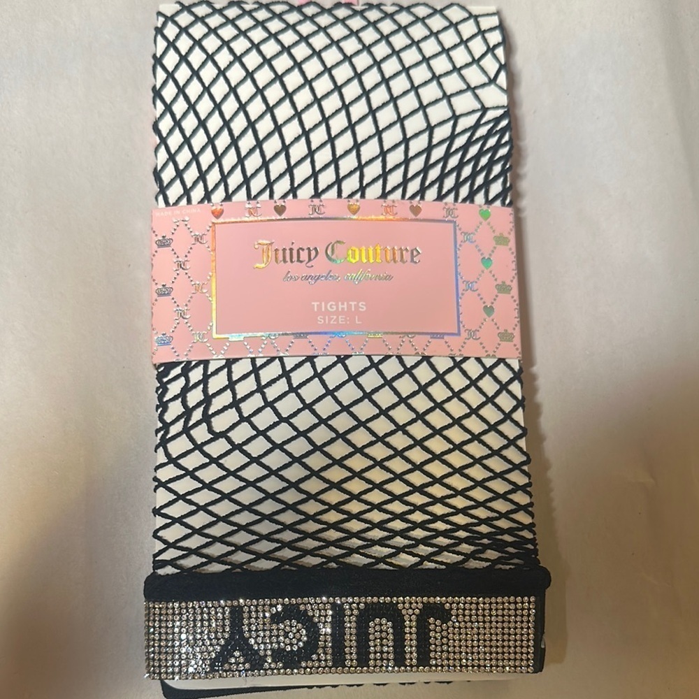 Juicy Couture Black and White Fishnet Tights